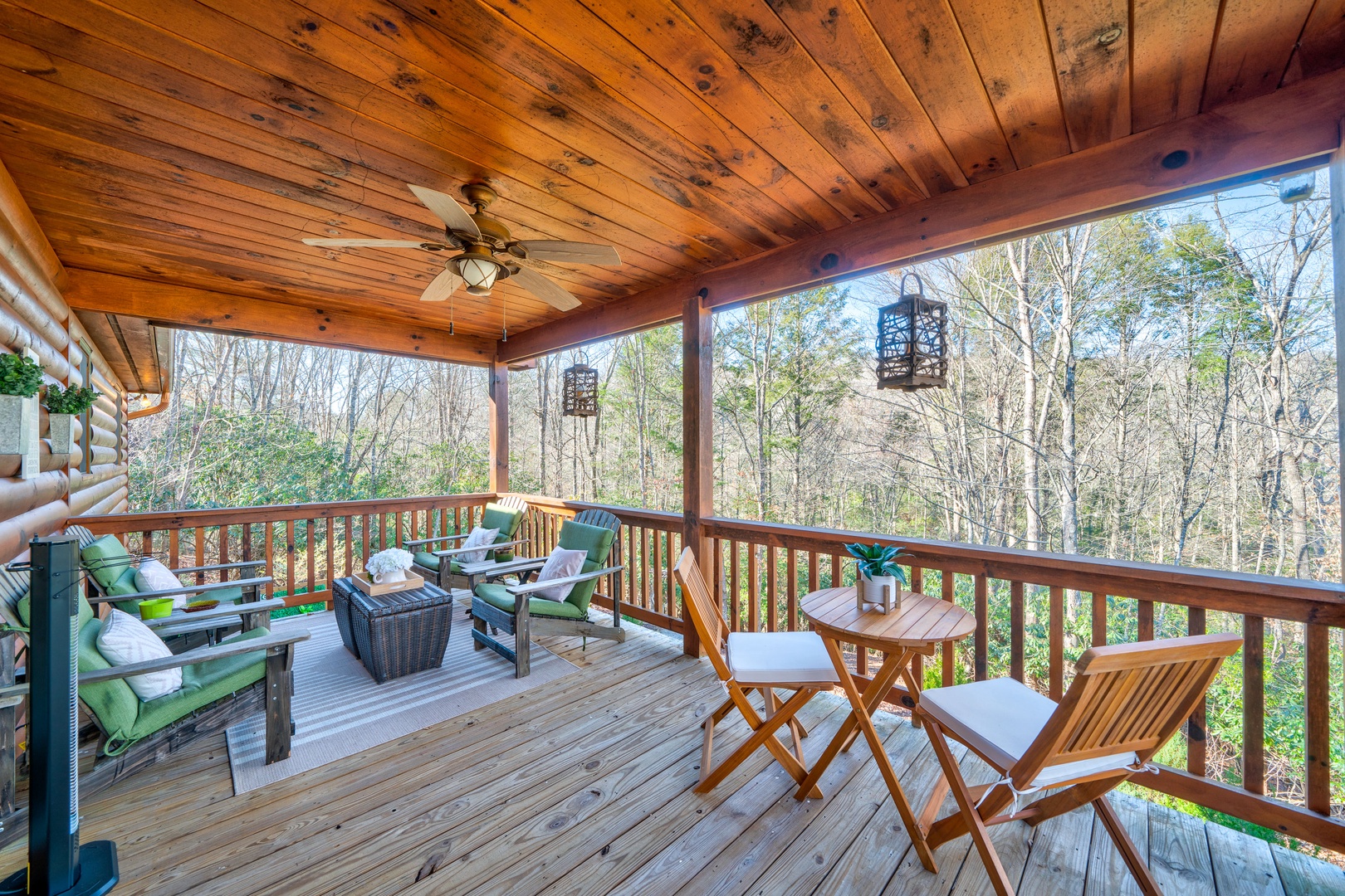 Savor the crisp breeze on the porch with comfortable outdoor seating