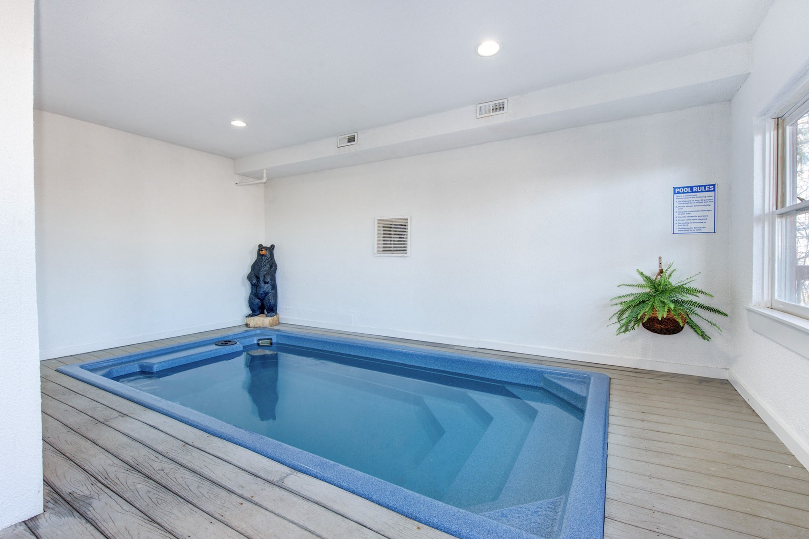 Make a splash in the sparkling lower-level indoor pool!
