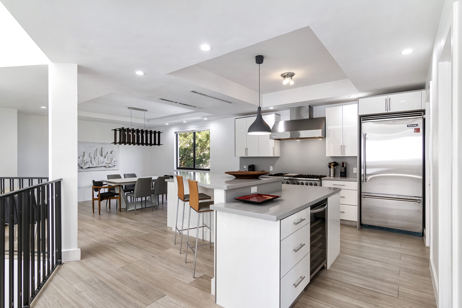 The open, modern kitchen offers ample space & all the comforts of home