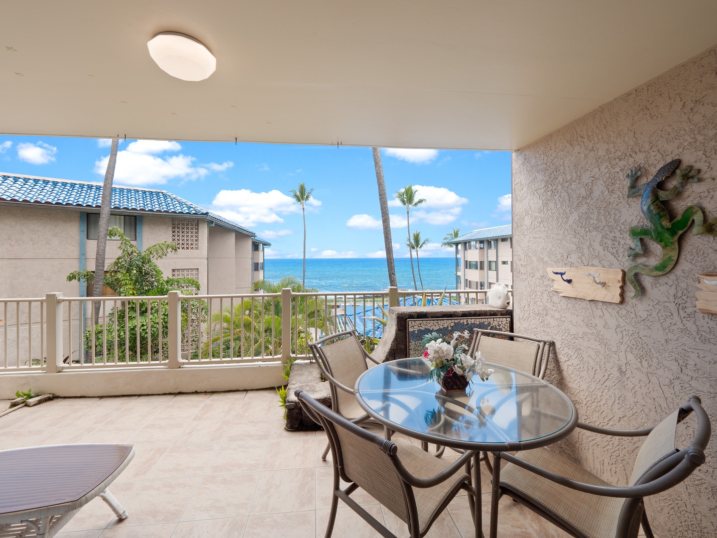Relish the fresh air on the private lanai with an ocean view
