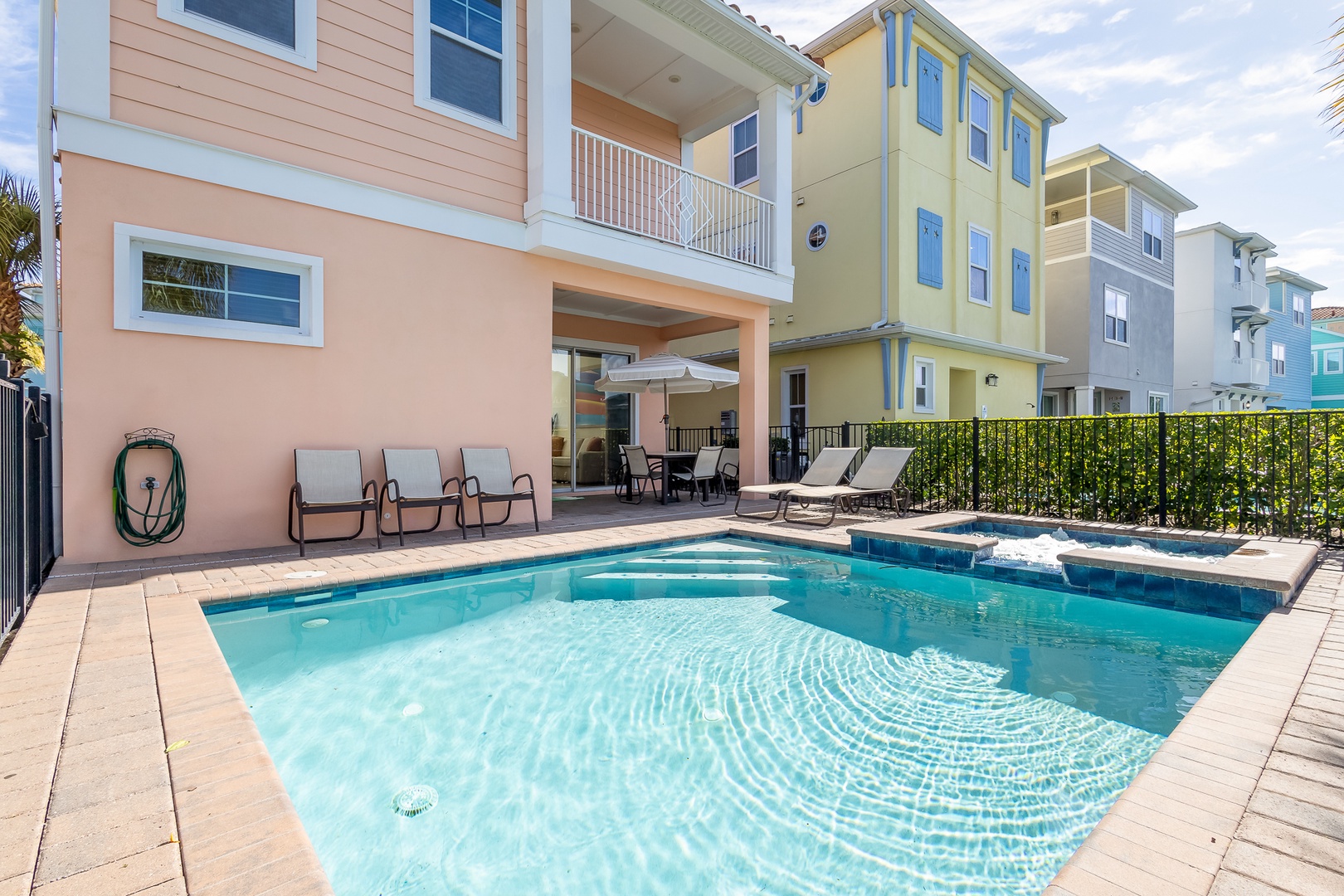 Make a splash in the private pool or soak your cares away in the bubbling hot tub!
