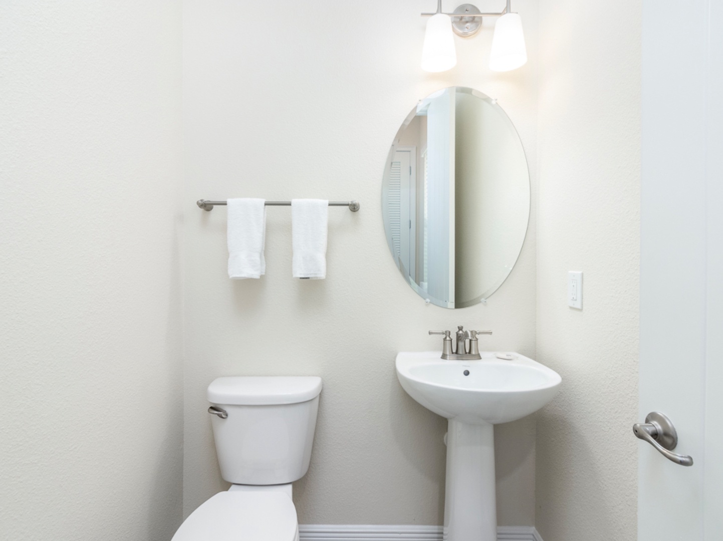 Shared powder room with single vanity