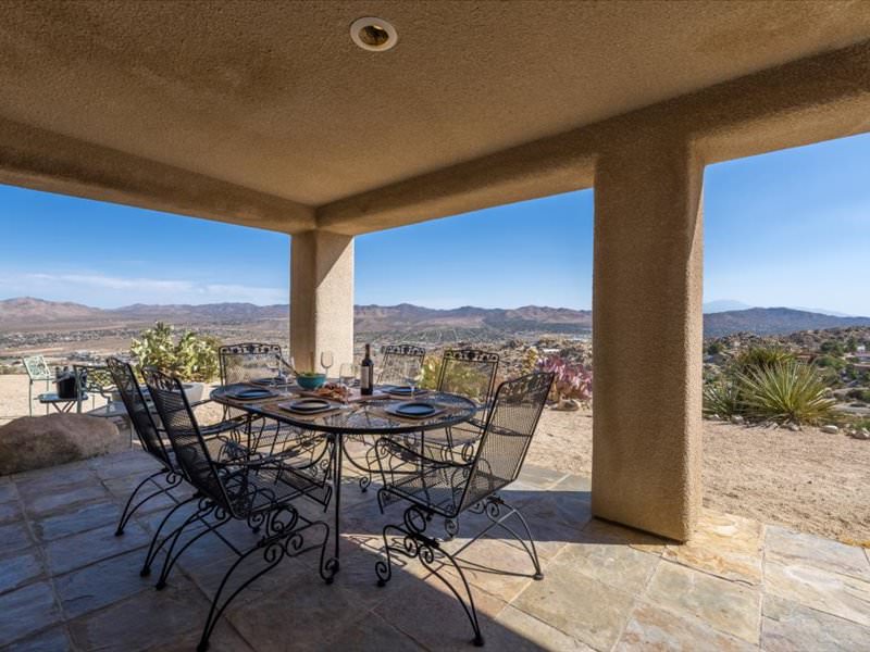 Amazing desert views while enjoying a meal outdoors with firepit feet away!
