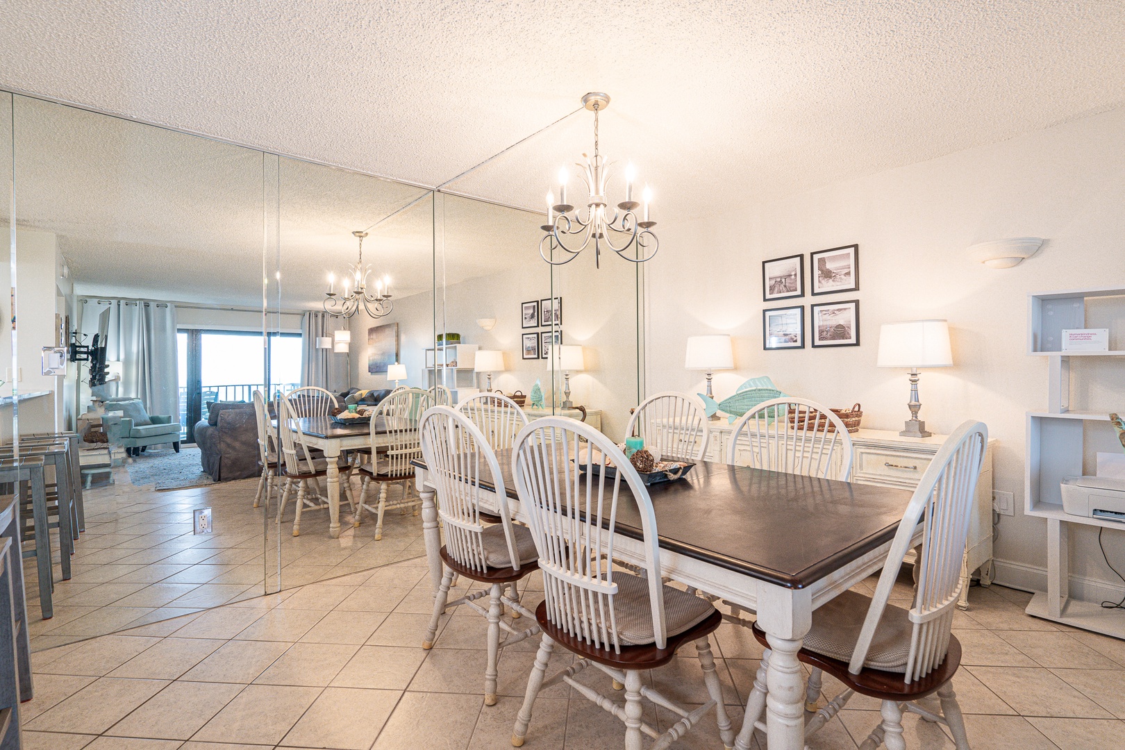 Dining area with table and seating for 6