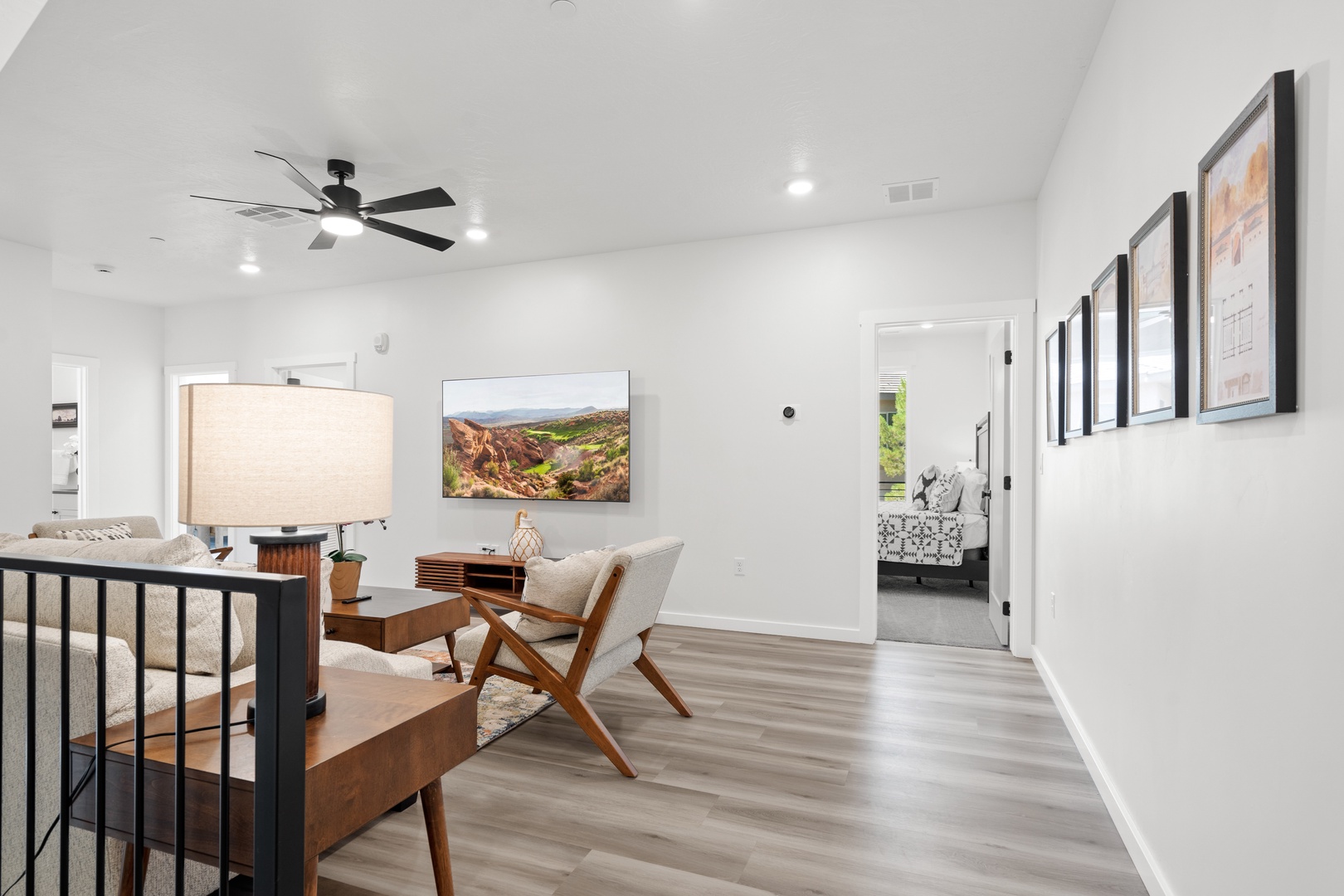 Kick back & relax in the 2nd-floor den, with its own smart TV & ceiling fan