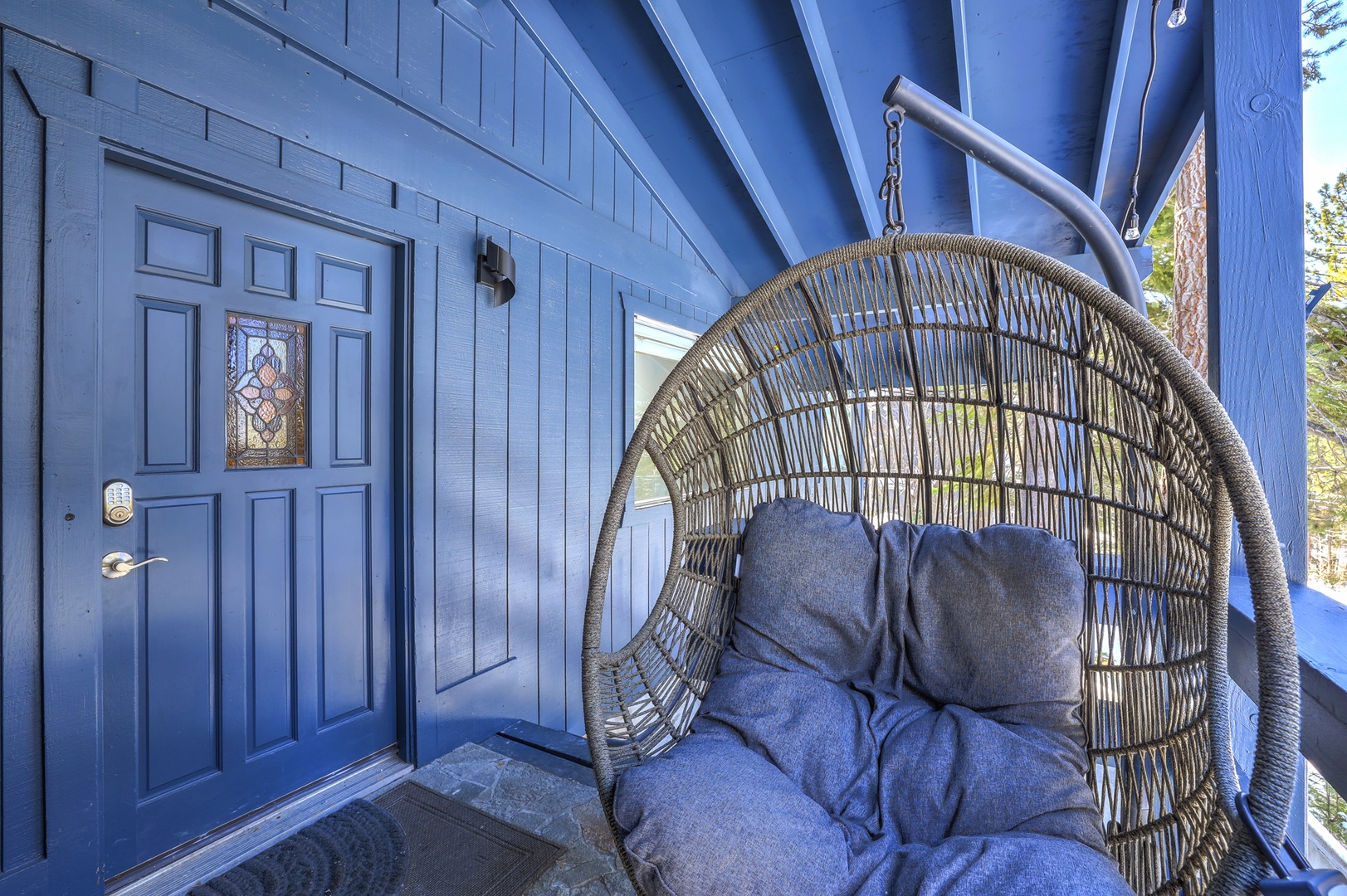Front Entry with egg swing chair
