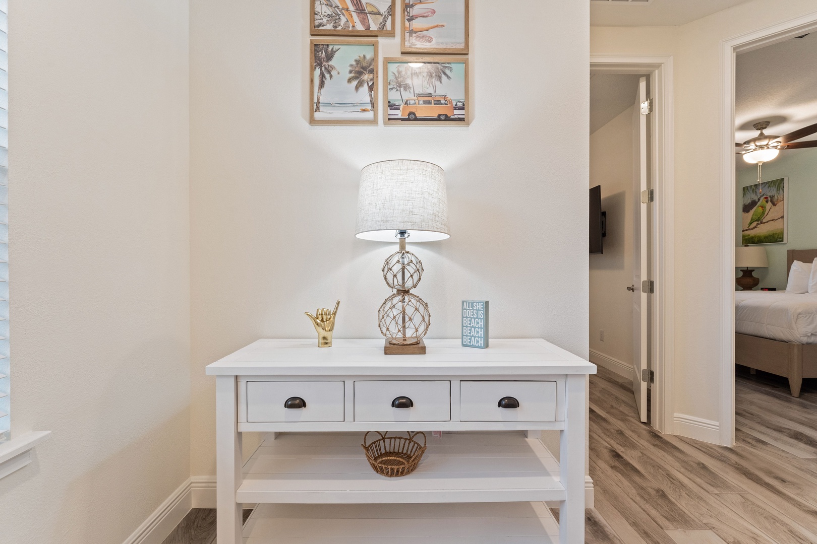 The airy 2nd floor hallway offers plenty of space & light