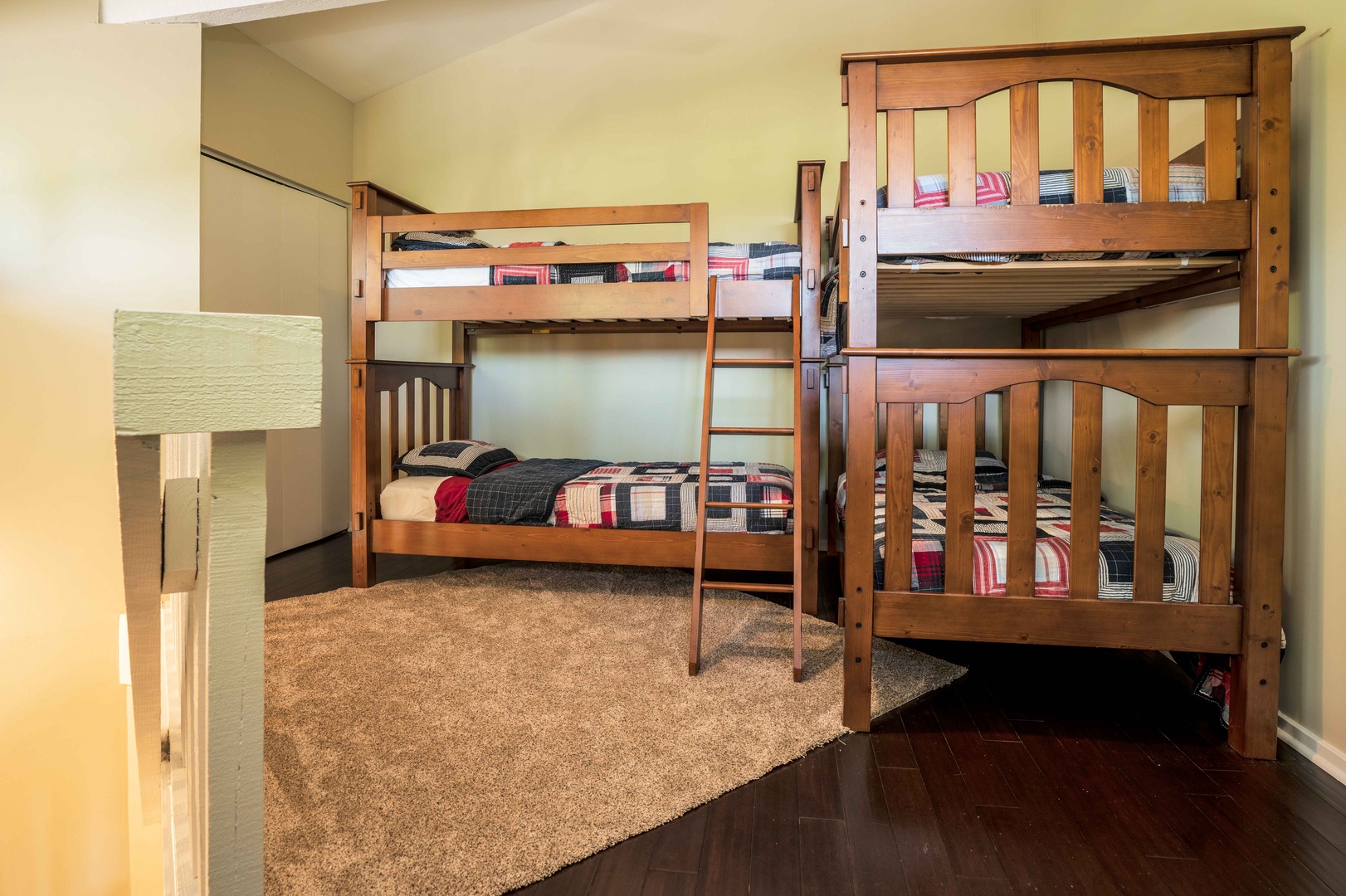 Loft with 2 twin/twin bunk beds, and workstation