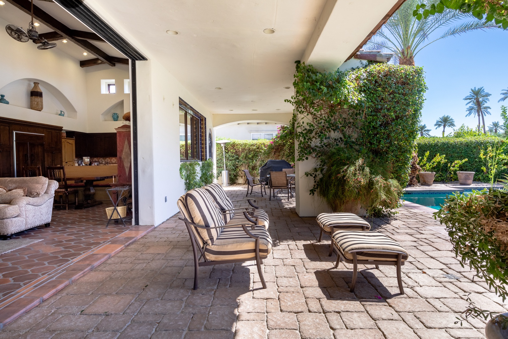 Ample lounging outdoors to soak in the desert weather