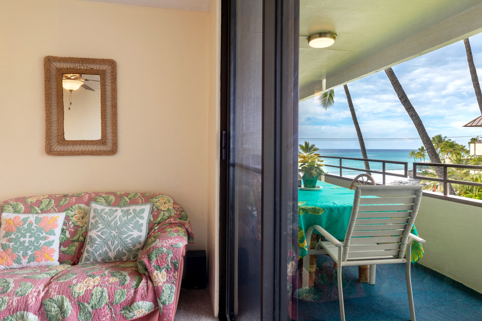 Primary Bedroom with King bed, lanai access, and ensuite