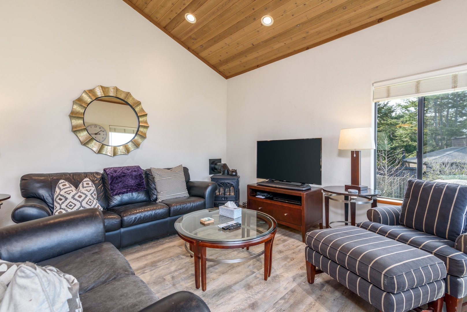 Living area with cozy seating and Smart TV