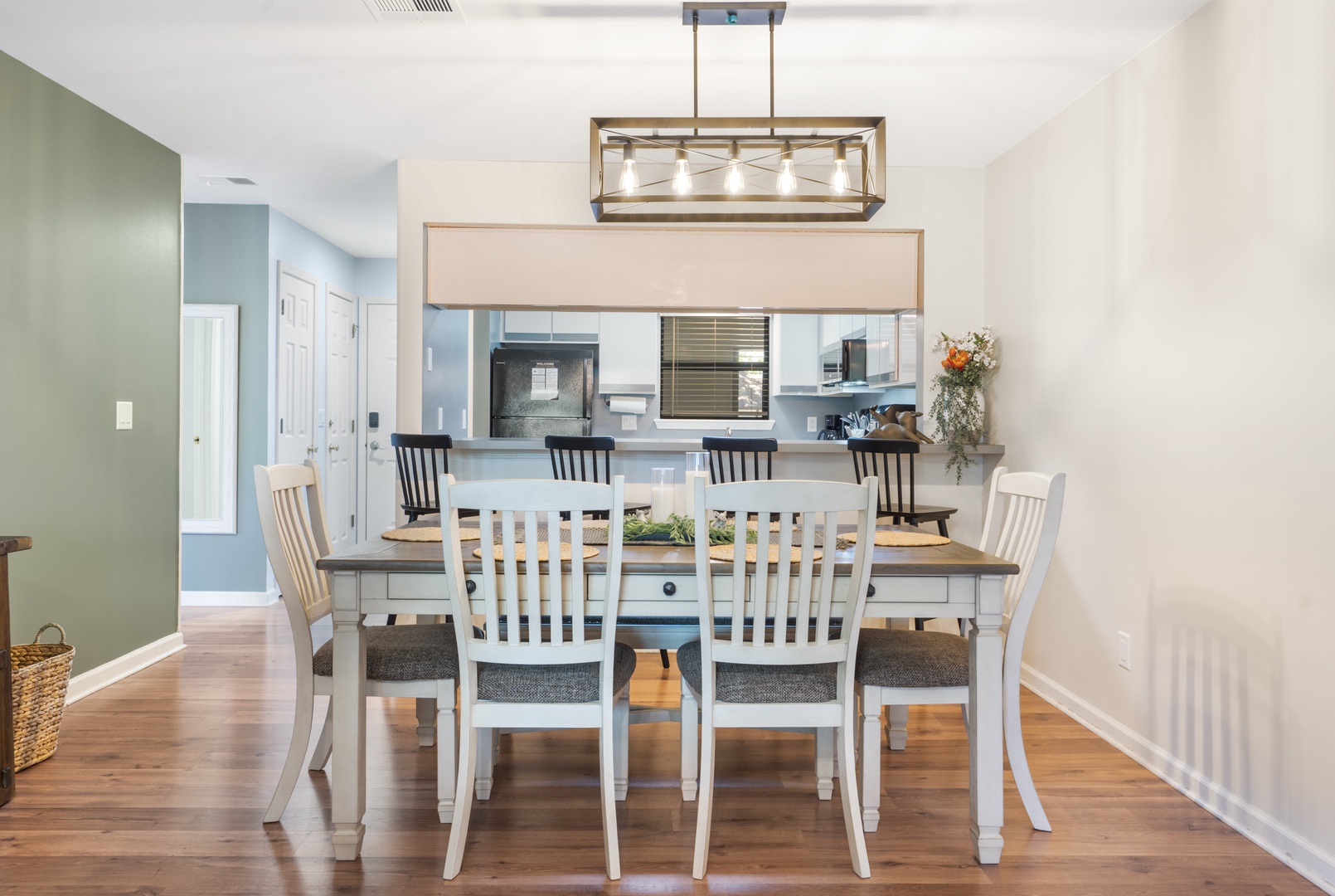 Dining area with table and seating 6