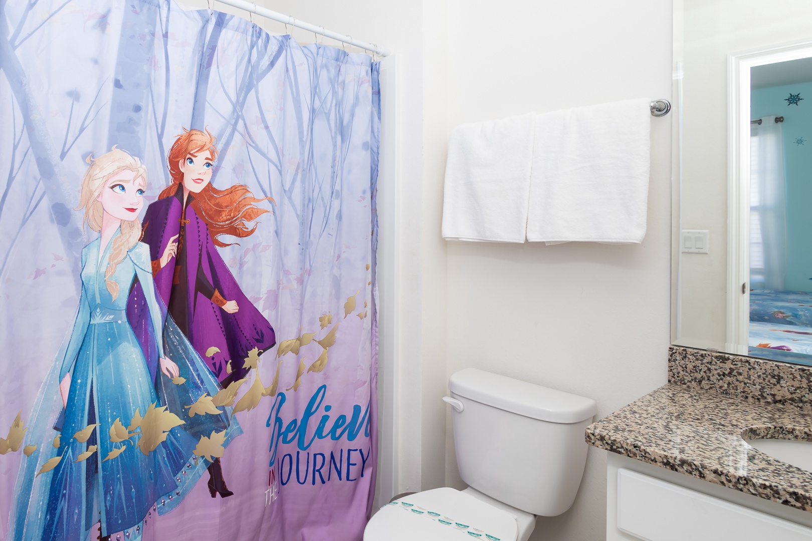 Frozen-themed ensuite complete with a walk-in shower.