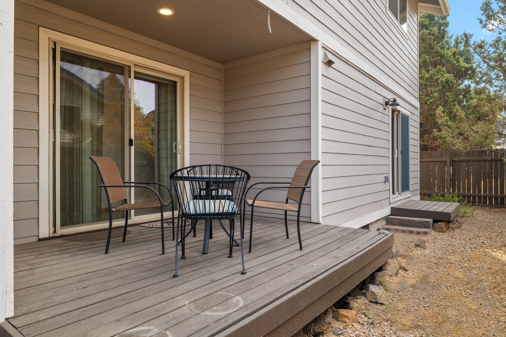Head out to the 1st-level back deck to enjoy the fresh air