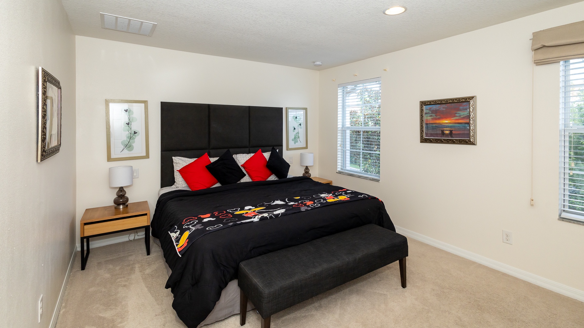 The spacious 2nd level king suite offers a private en suite & TV