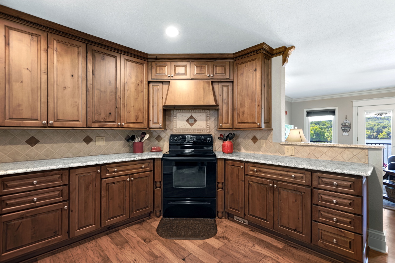 The main house’s chic kitchen offers ample space for the whole crew