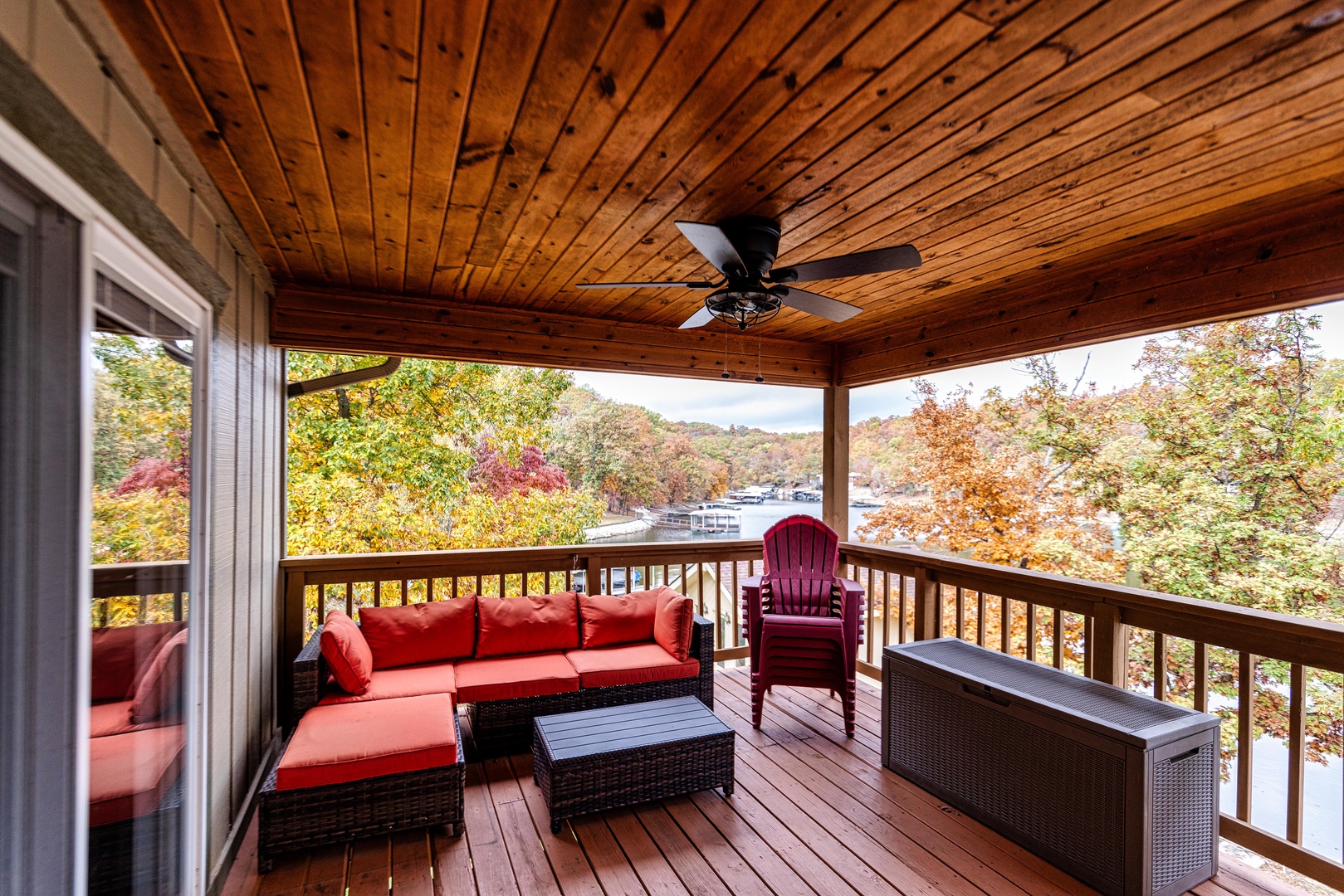 Lounge the day away with gorgeous lake views on the deck