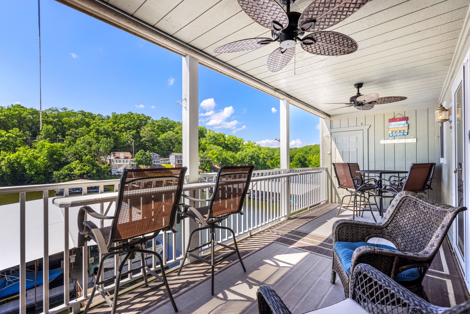 Lounge the day away or dine alfresco with water views on the deck?