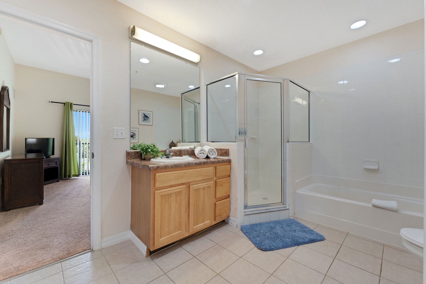 Ensuite bathroom with separate shower, and tub