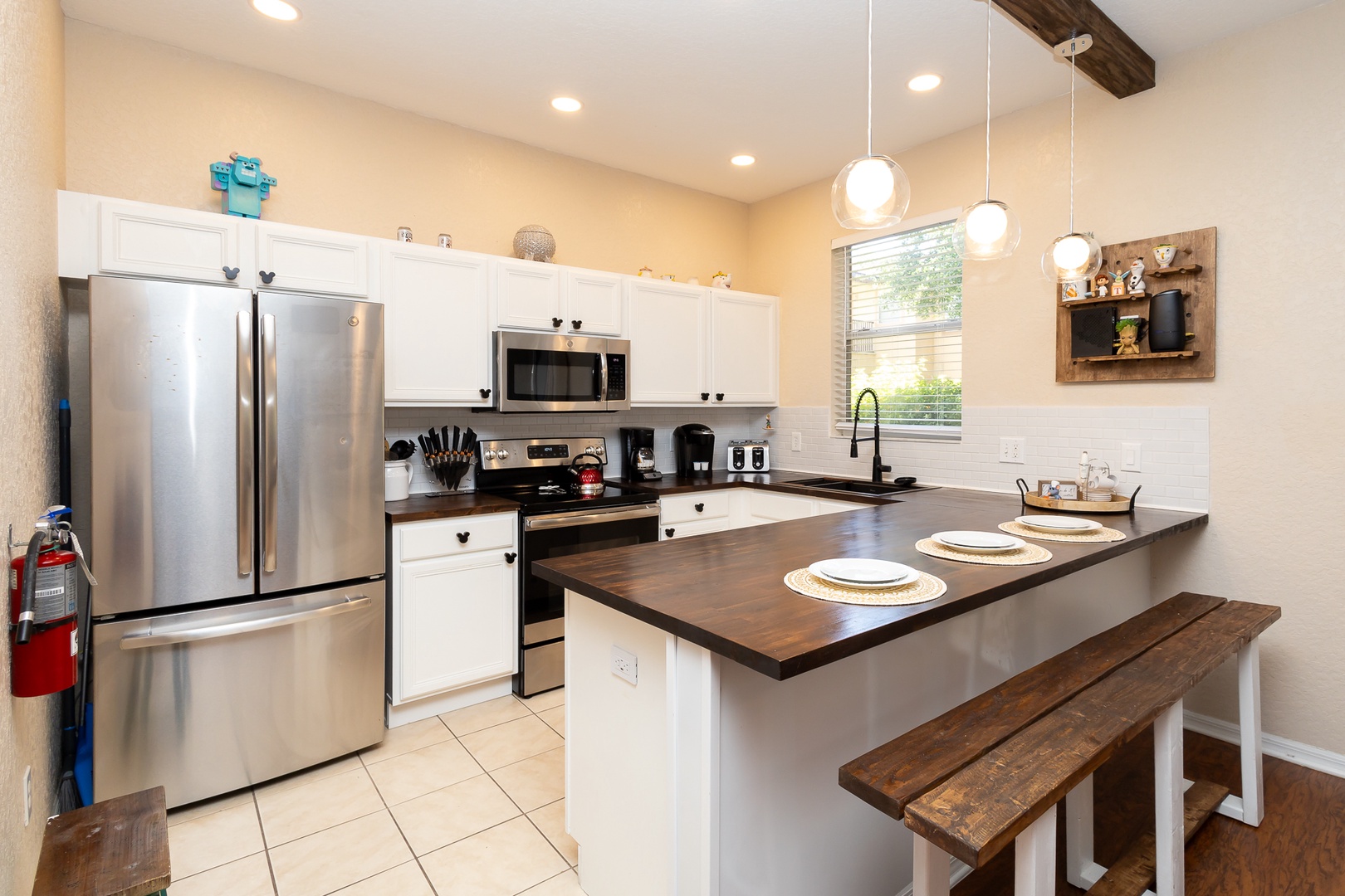 The kitchen offers ample space & all the comforts of home