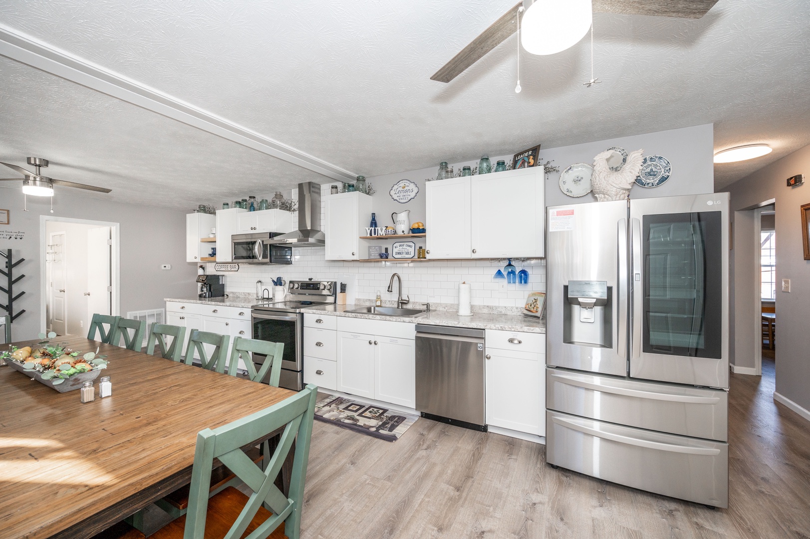 The expansive eat-in kitchen provides ample space and all the comforts of home