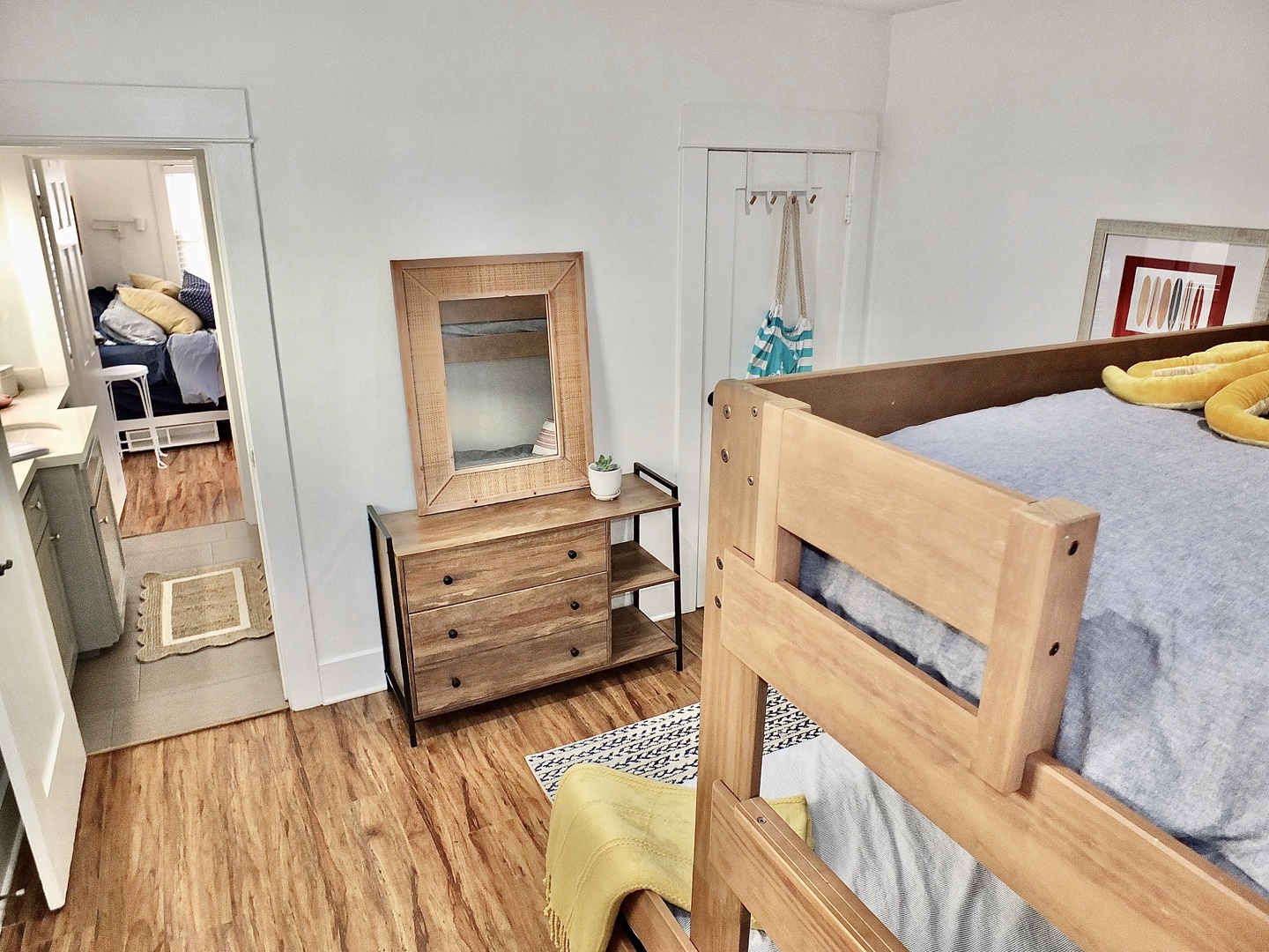 The 2nd bedroom off the Jack & Jill bath boasts twin-over-queen bunks