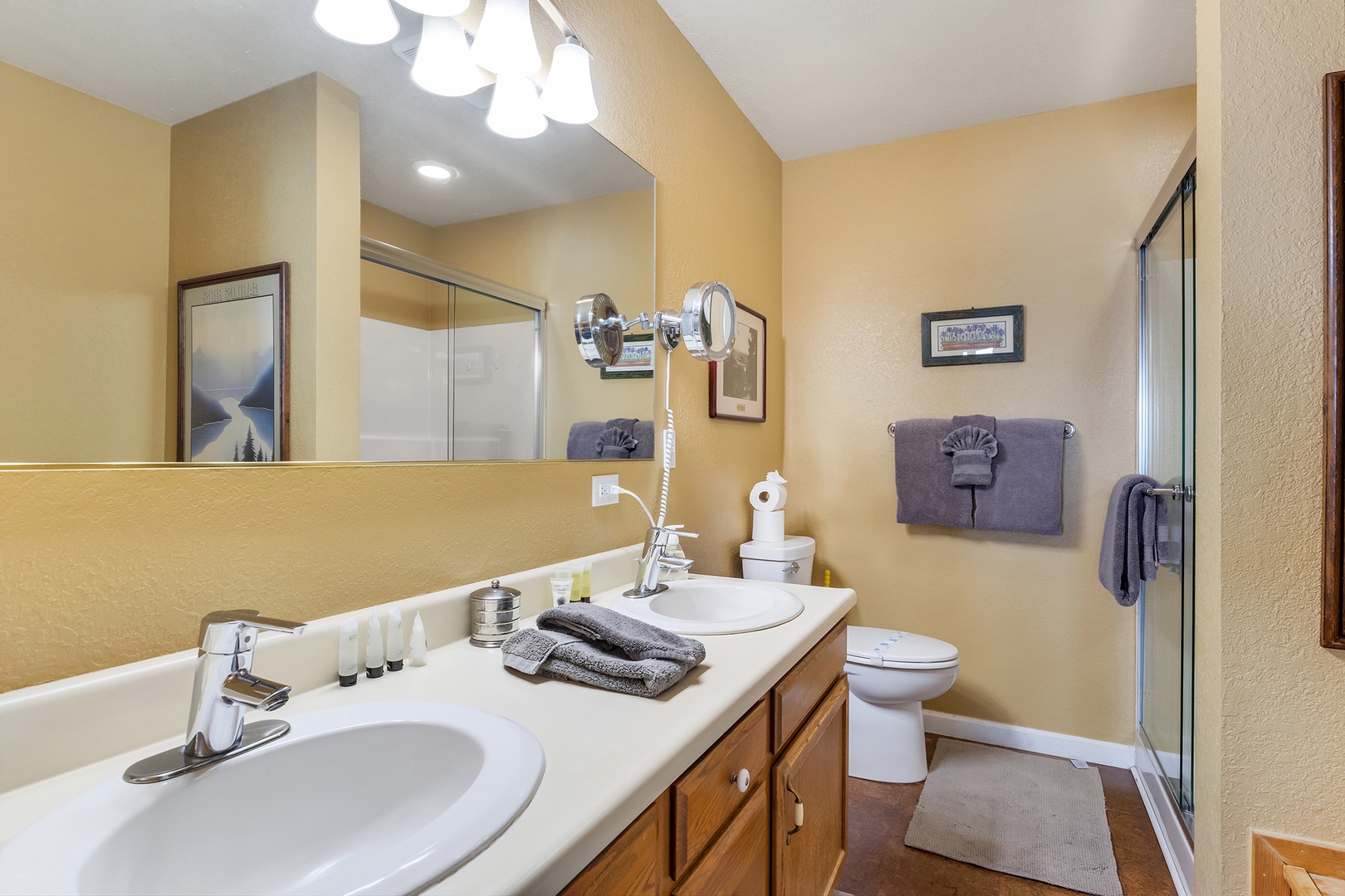 Ensuite bathroom with separate soaking tub and stand-up shower