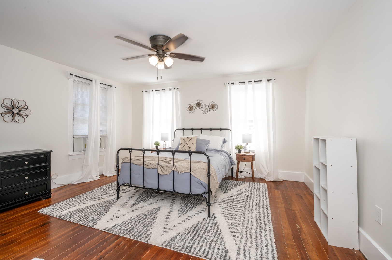 Apartment B’s bedroom sanctuary includes a comfy queen-sized bed