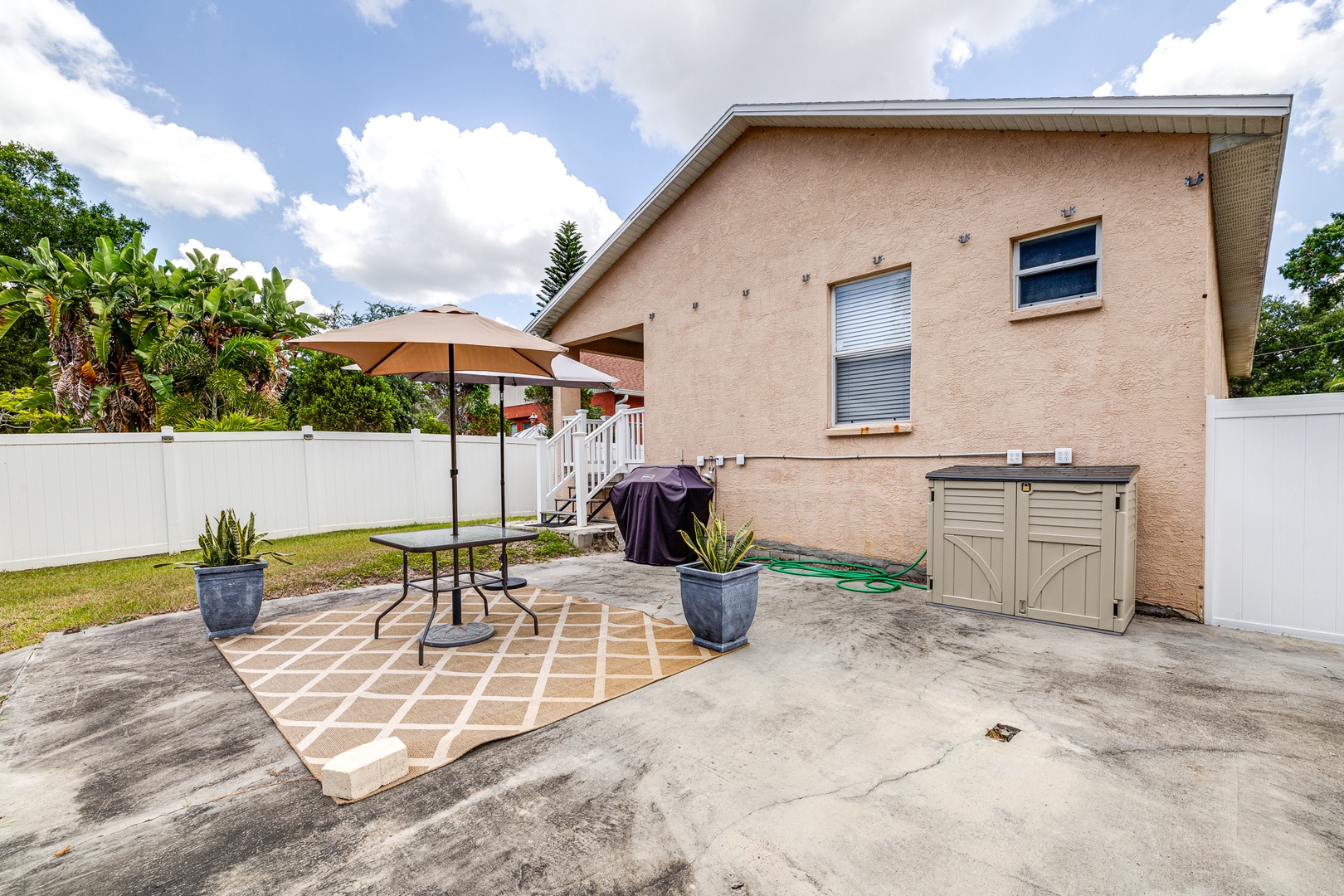 Lounge the day away on the sunny patio while you grill up a feast!