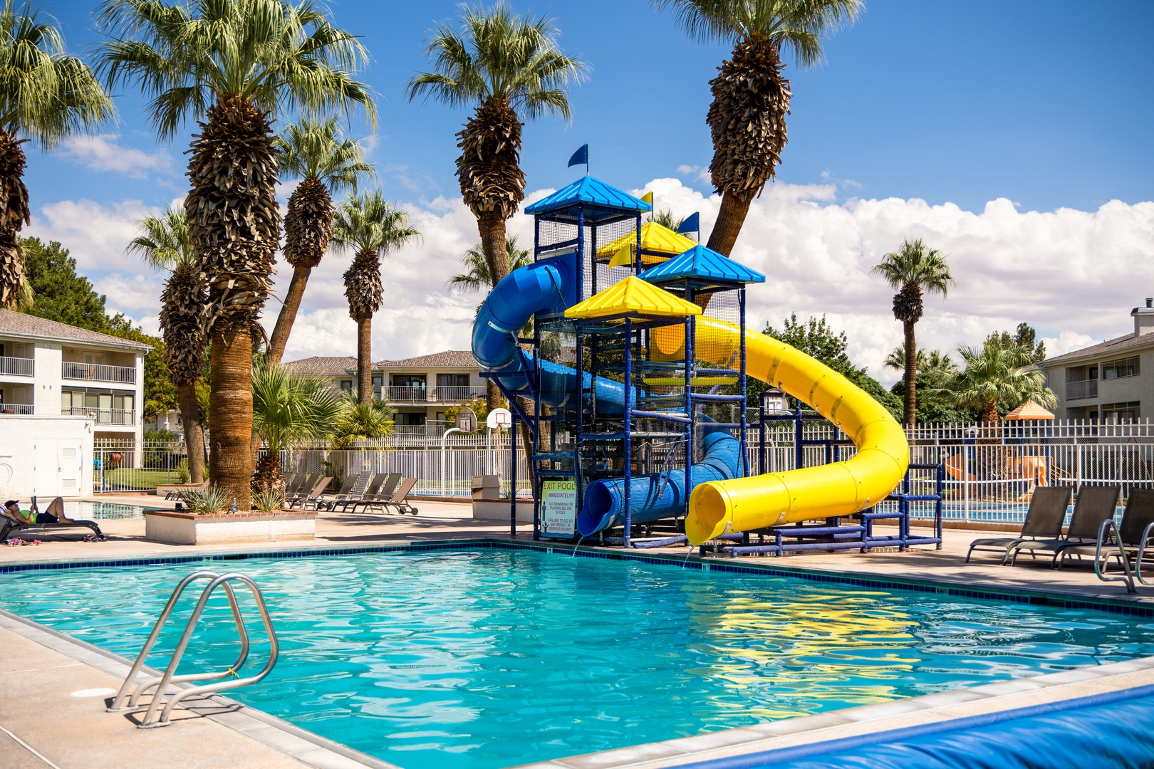 Community Pool with Water Slides
