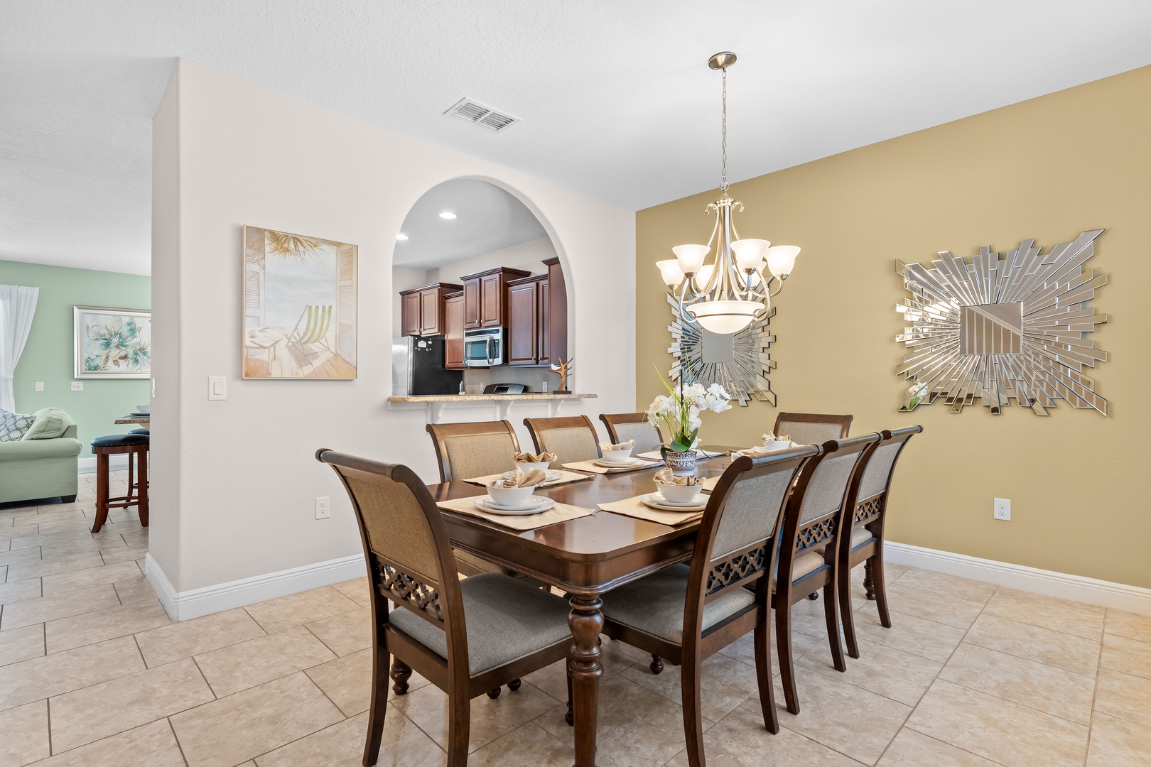 Additional dining table with seating for 8