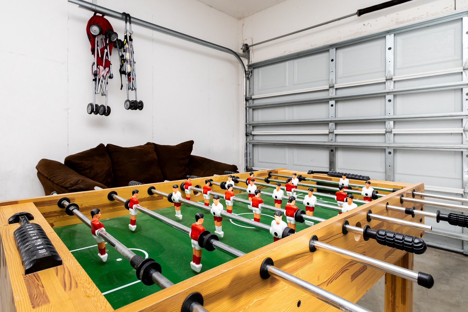 Relax or unleash your competitive side in the garage game room!