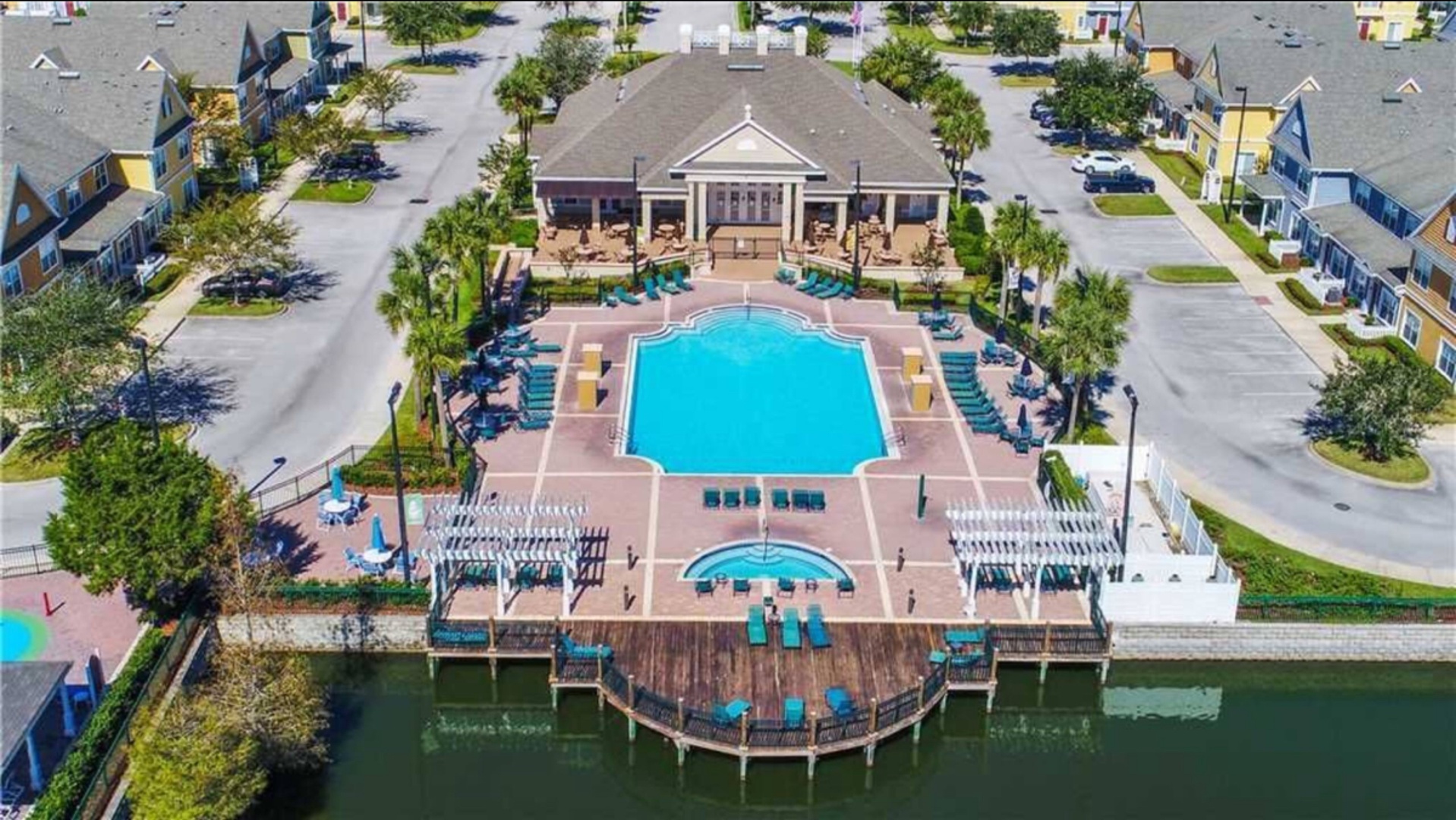 Aerial resort pool views