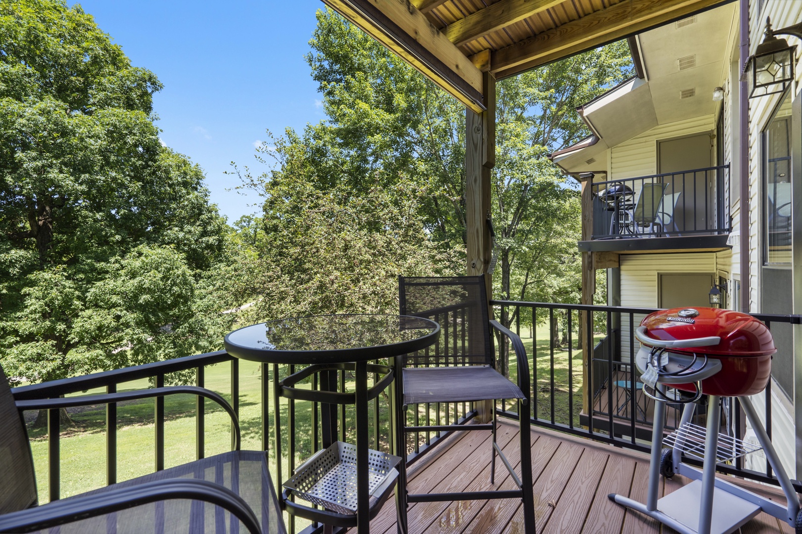 Enjoy serene views from your private balcony perfect for relaxing or outdoor dining