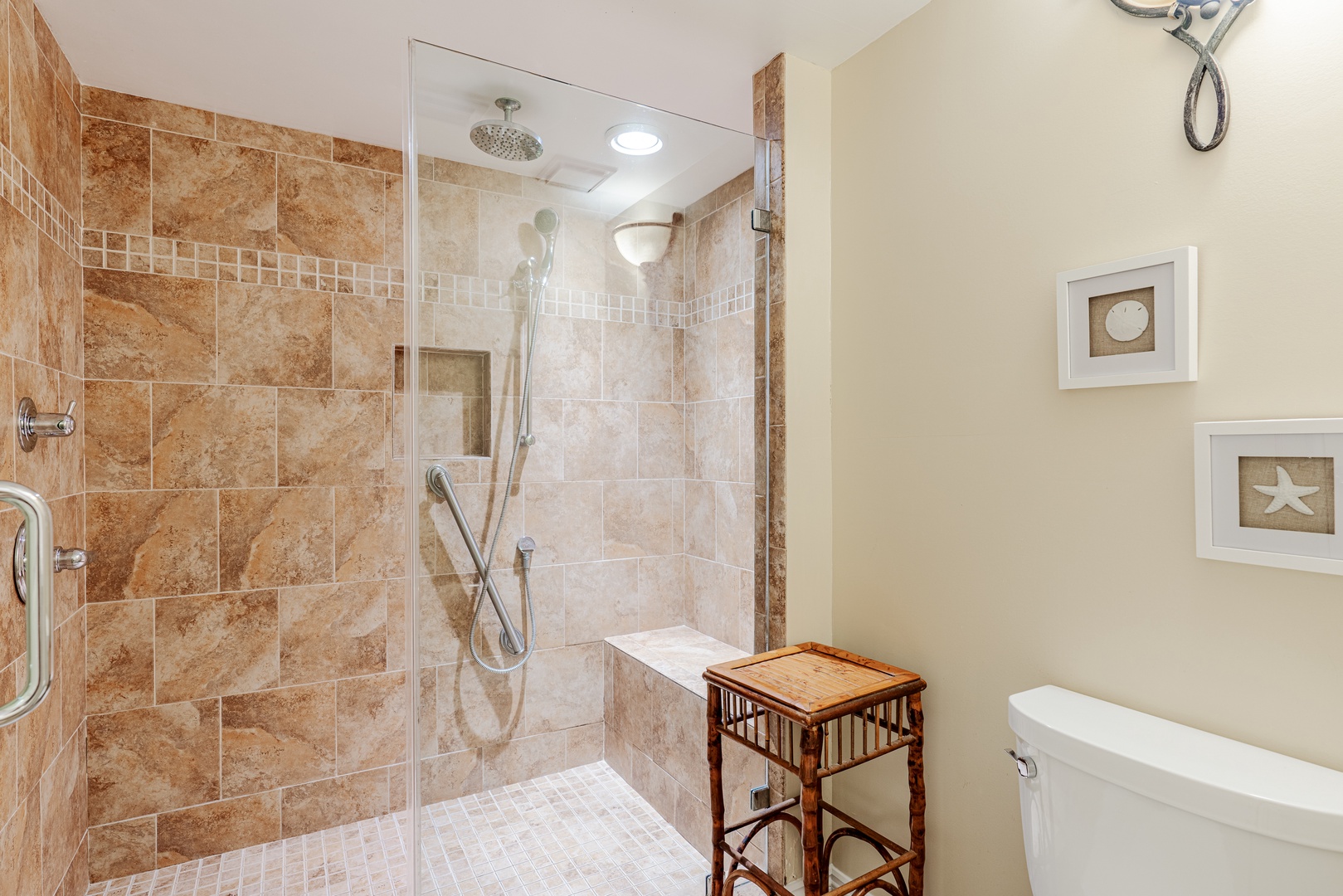 Beautiful walk-in shower in primary bathroom