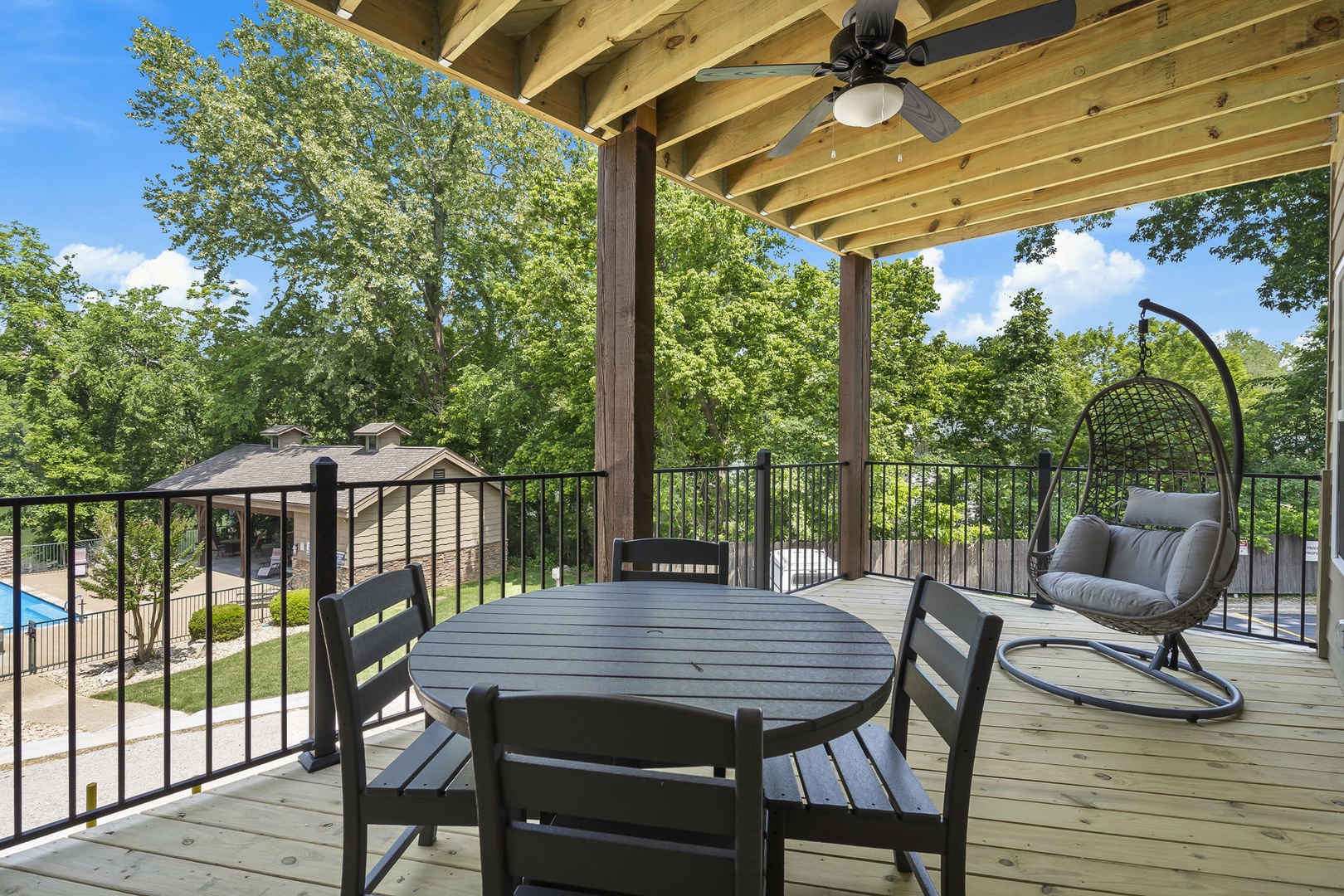 Take in the fresh air while lounging or dining on the back deck