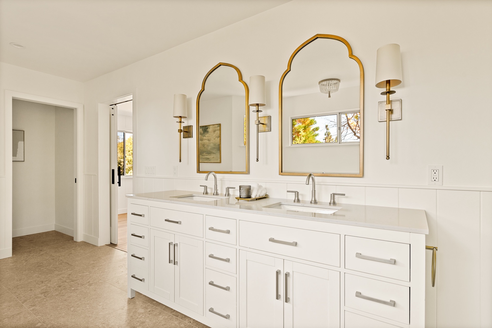 Vanity in bathroom #1. Enjoy spa-like treatment in this space while you get ready for a night out