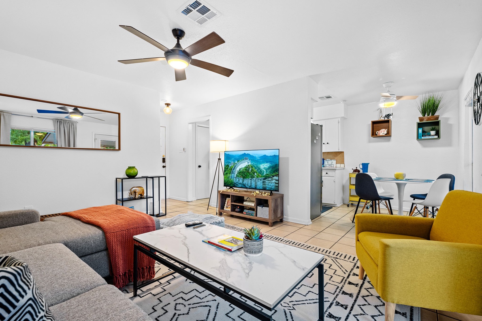 Living, dining area