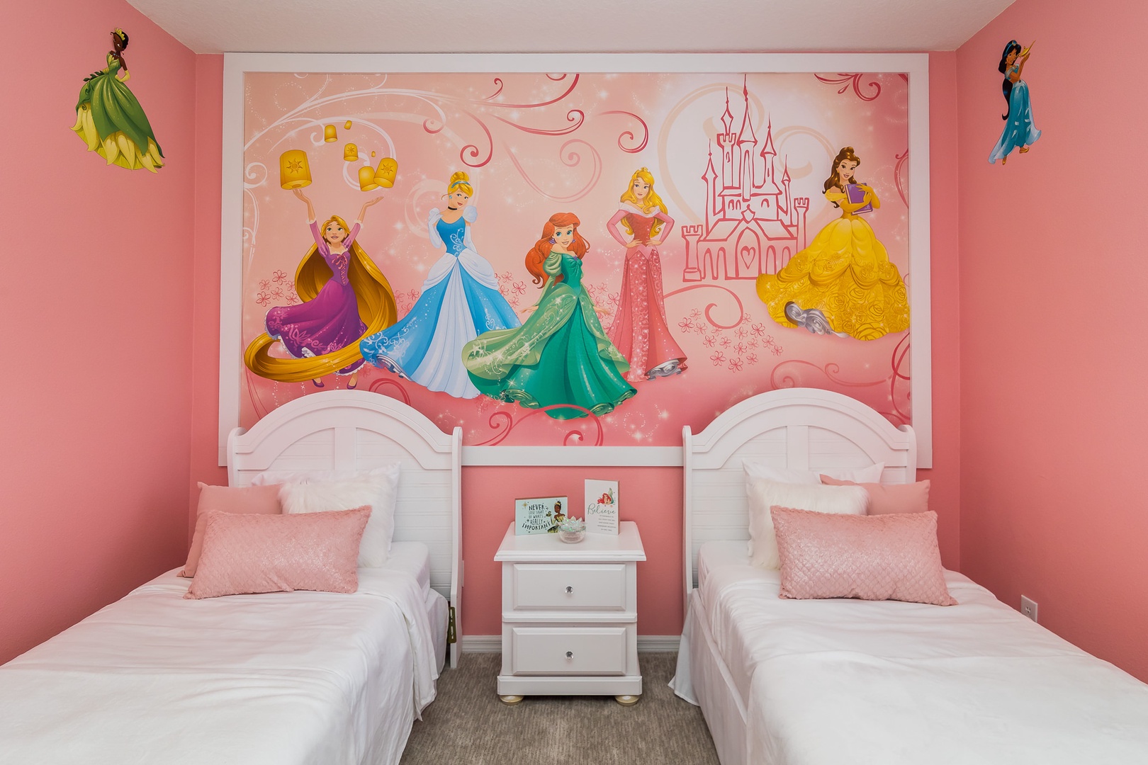 Bedroom 3 Princess themed with 2 Twin beds, and TV (2nd floor)