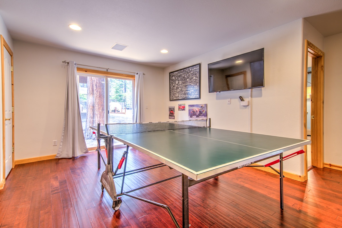Game room with ping pong table