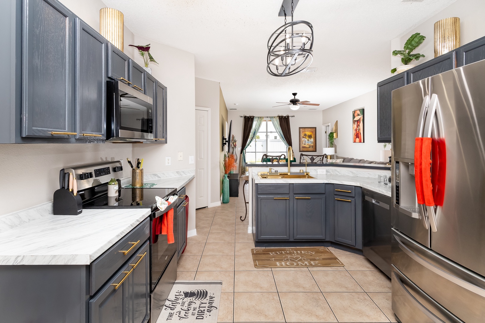 The open, airy kitchen offers ample space & all the comforts of home