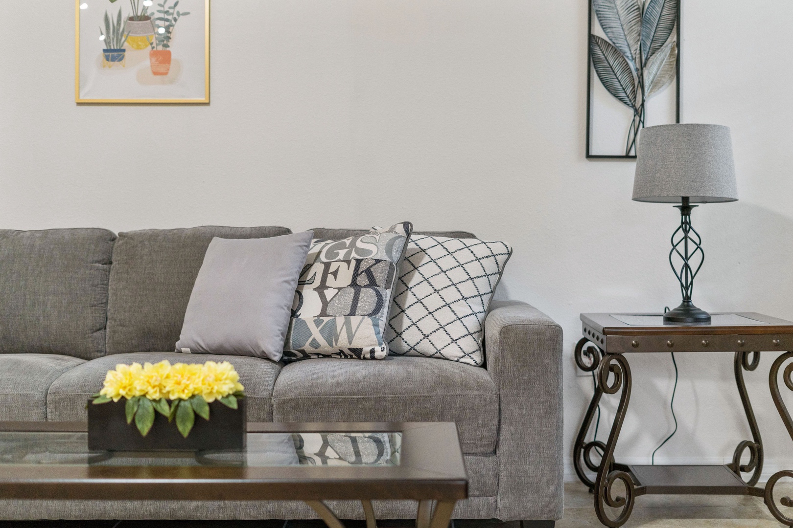 Living area with cozy seating and Smart TV