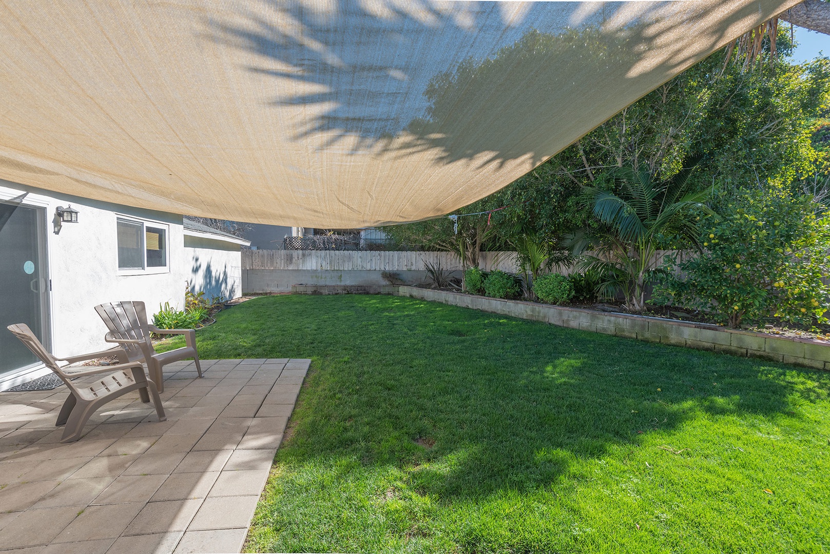 Outdoor seating in the backyard