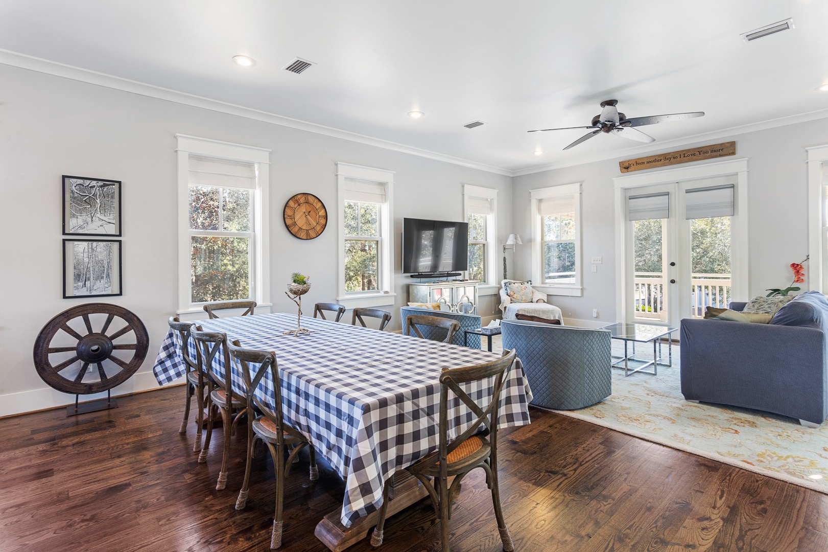 Dining table with seating for 8