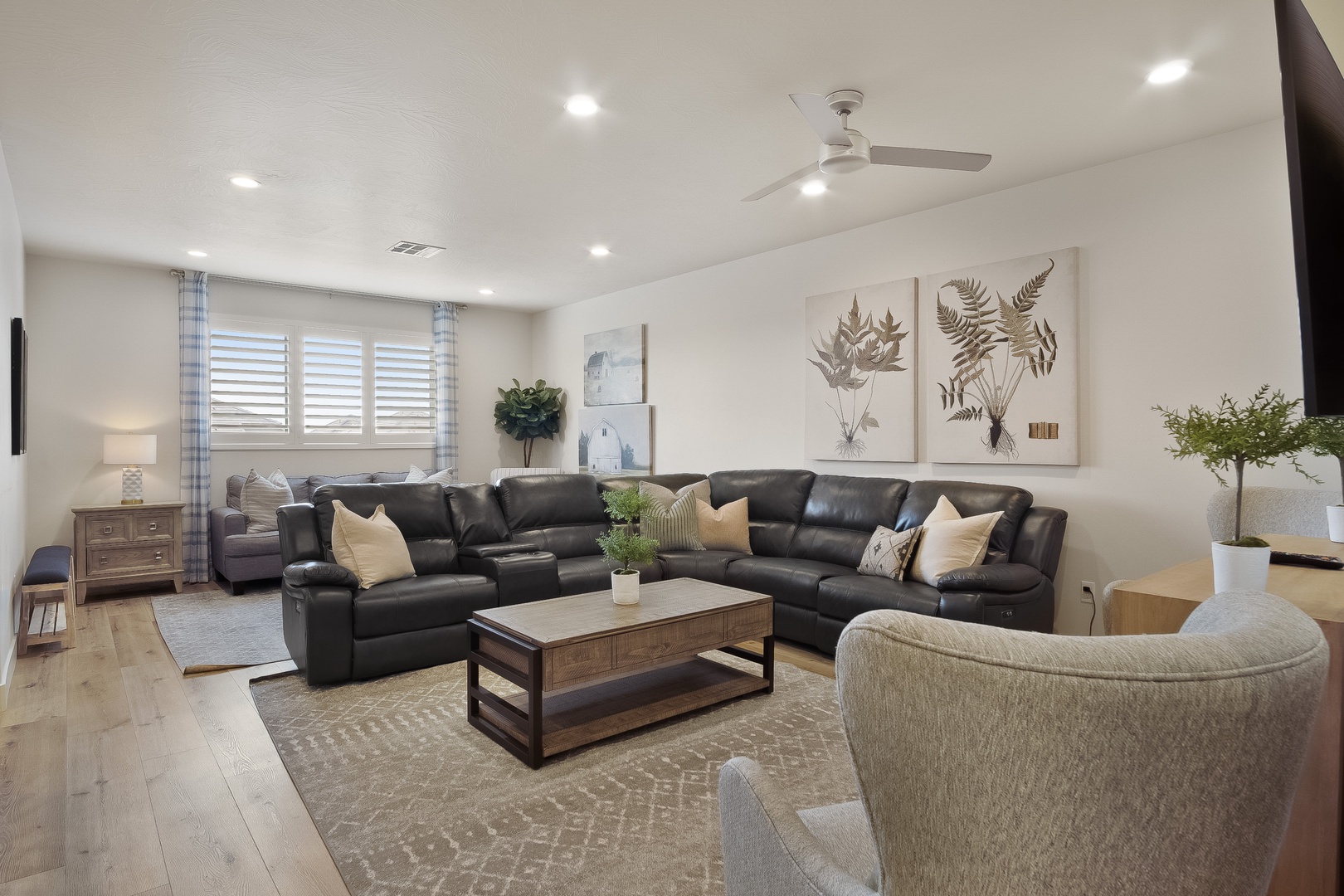 Ample seating for family and friends in the family room