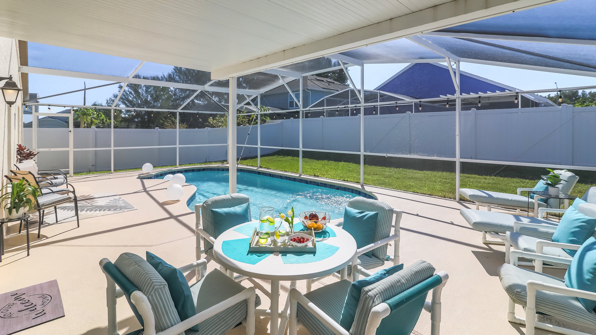 Have a meal by the pool with seating for 4