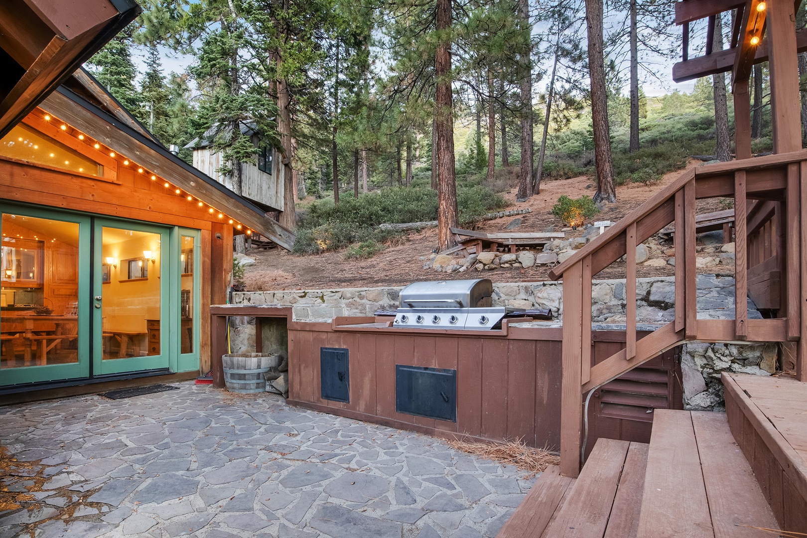 Grill out on the deck while your family enjoys a dip in the hot tub