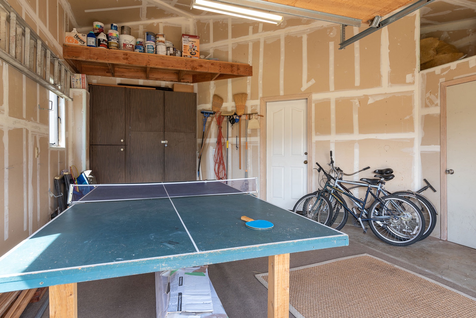 Ping pong table in the garage