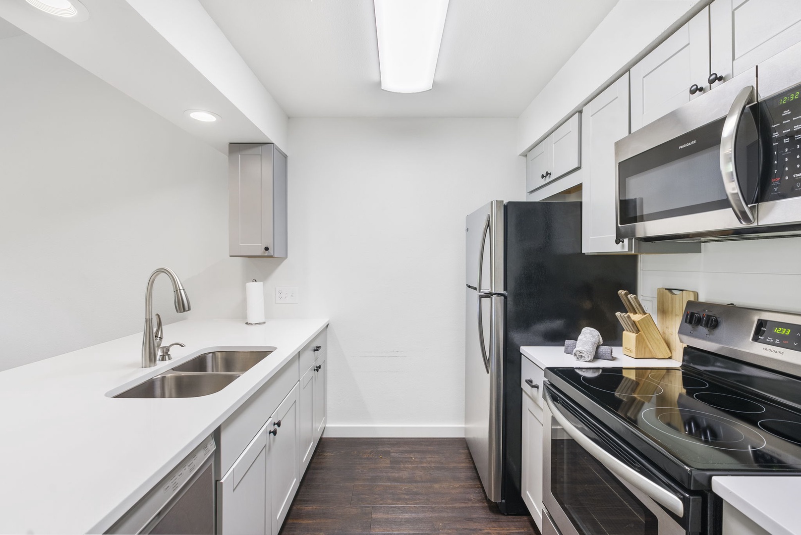 The updated kitchen offers ample storage space & all the comforts of home