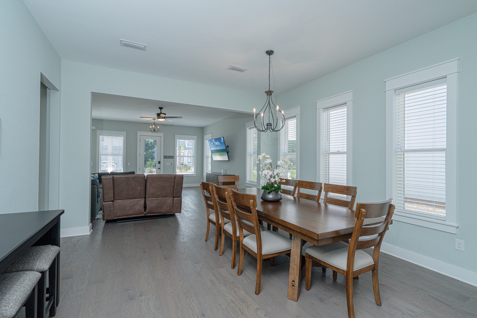 Open living and dining area